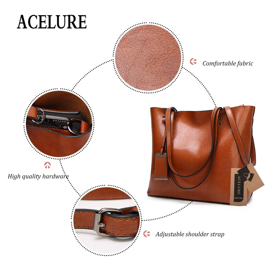 ACELURE couleur unie sacs à bandoulière pour femmes doux en cuir Pu fourre-tout décontractés pour femme all-match dames haute capacité sacs à main