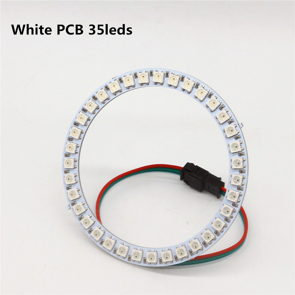 Individually Addressable WS2812B Pixel Ring 8/16/24/35/45Leds 5050 RGB Led Ring WS2812 IC BuiIt-in Led Module Pixel Strip Lights: 35 Leds White