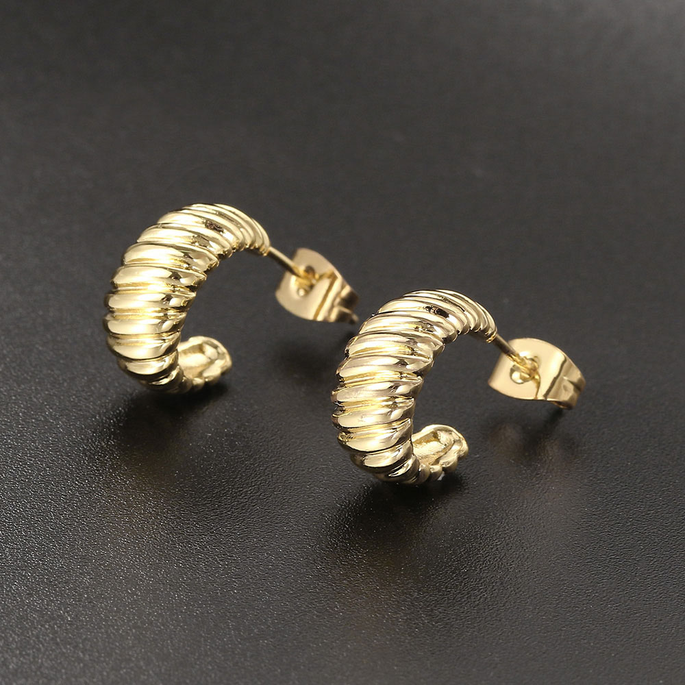 C form twist croissant øreringe til kvinder trendy chunky guld hoop øreringe cirkel rund ørering kvinde smykker  e473