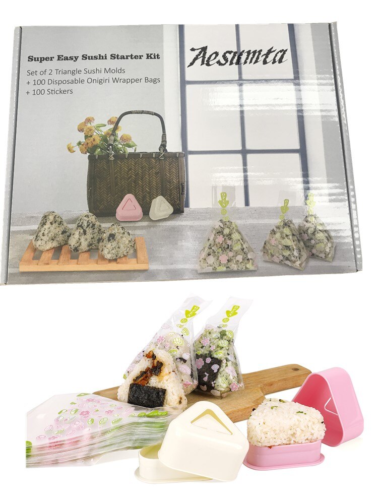 Aesumta Japanse Stijl Cartoon Foto 'S Sushi Rijst Bal Verpakking Zak Anti-Fog Zak Voedsel Verpakking Scheuren 20pcse Sturen Stickers