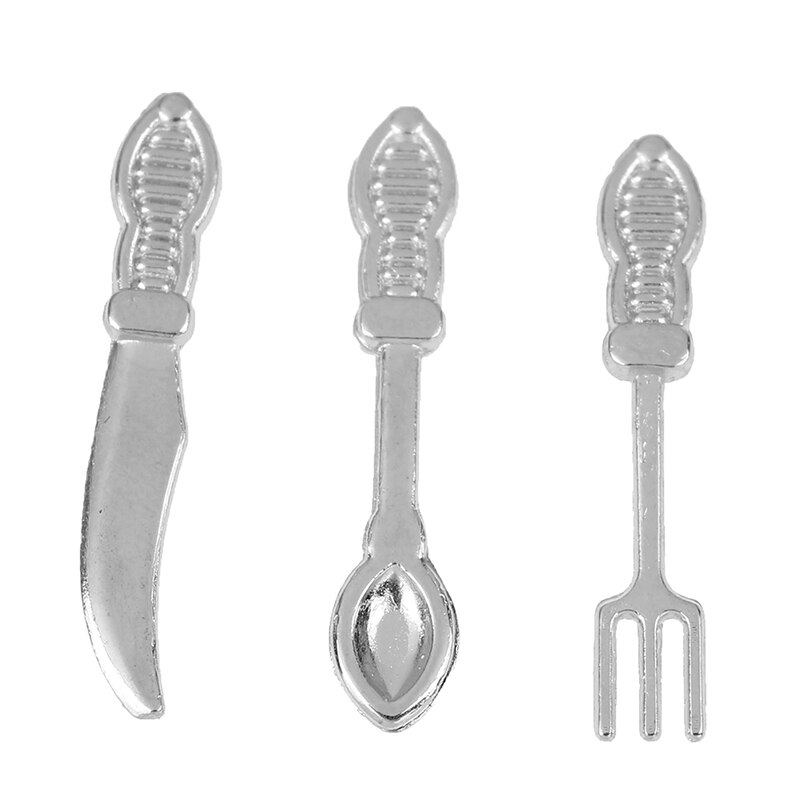 4 Pz/impostato 1:12 miniatura Vintage ▾ Argenteria impostato Coltello Cucchiaio Forchetta E Piatto Posate Casa di Bambola Accessori per la Cucina