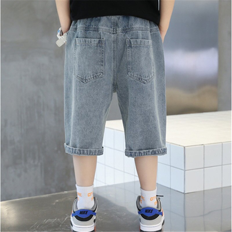 Big Kids Sport Denim Shorts estate Casual cotone nuovi arrivi abiti moda elastico in vita pantaloni rotti Jeans corti 5-14 anni
