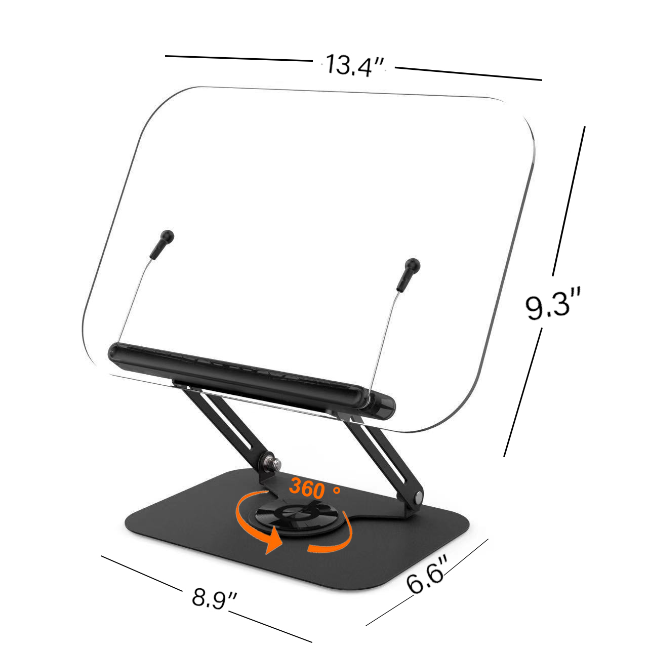 Laptopställ för macbook air pro, hopfällbar hållare med 360 ° roterande bas, vertikalt, skalbart, justerbart stöd, surfplattestöd: Svart