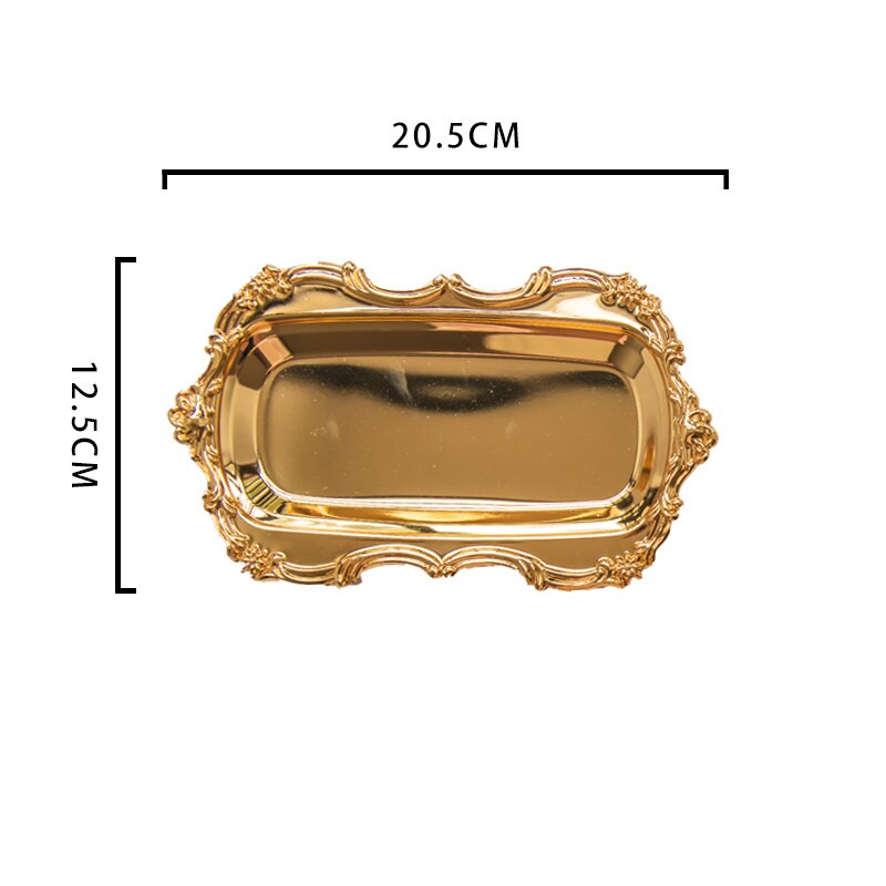 Gold Opslag Thee Lade Set Rvs Zilveren Cake Fruitschaal Sieraden Display Lade Bruiloft Dessertbord Voor Home Decor 1Pc: Oranje