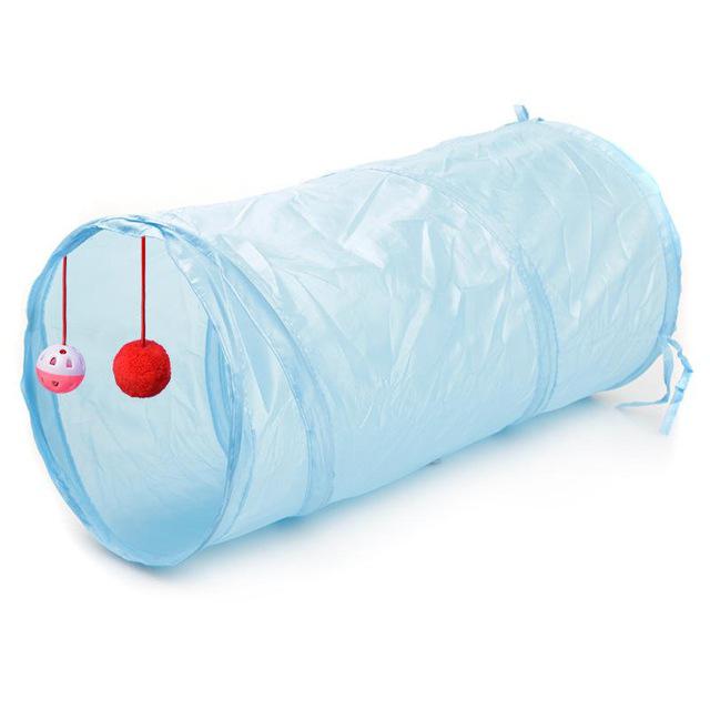 Pet Tunnel Game Cat Color Camouflage Tunnel Funny Cat Long Tunnel Kitten Play Toy Foldable Big Cat Toys Game Tunnel 50x25cm: Sky Blue