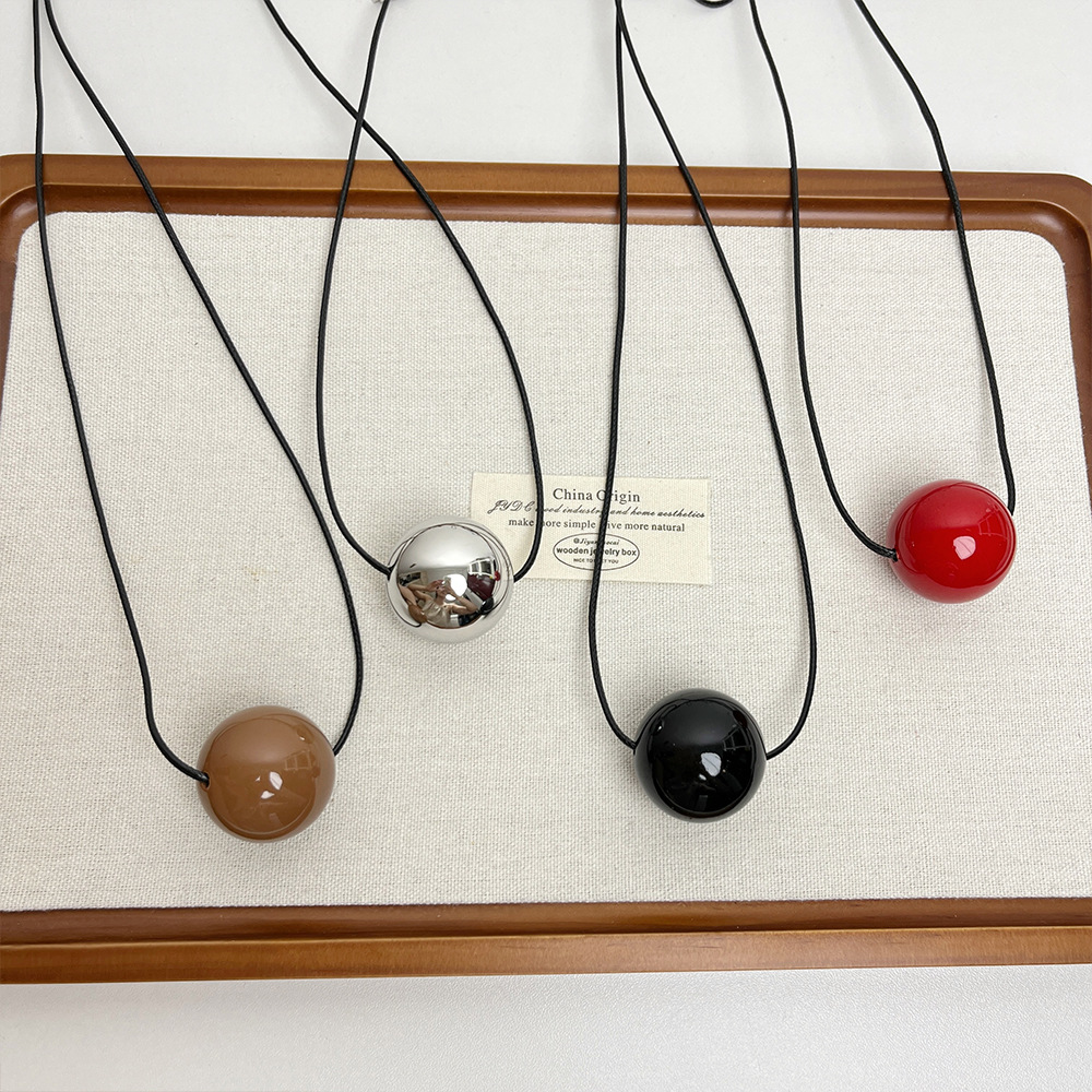 collar minimalista con colgante de bola geométrica de Metal para mujer, de cadena de suéter, accesorios de
