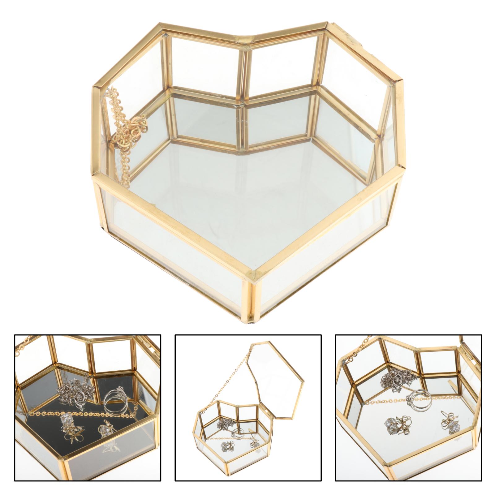 Nordic Style Glass Storage Box Gold Tray Jewelry Cosmetics Display Box Box