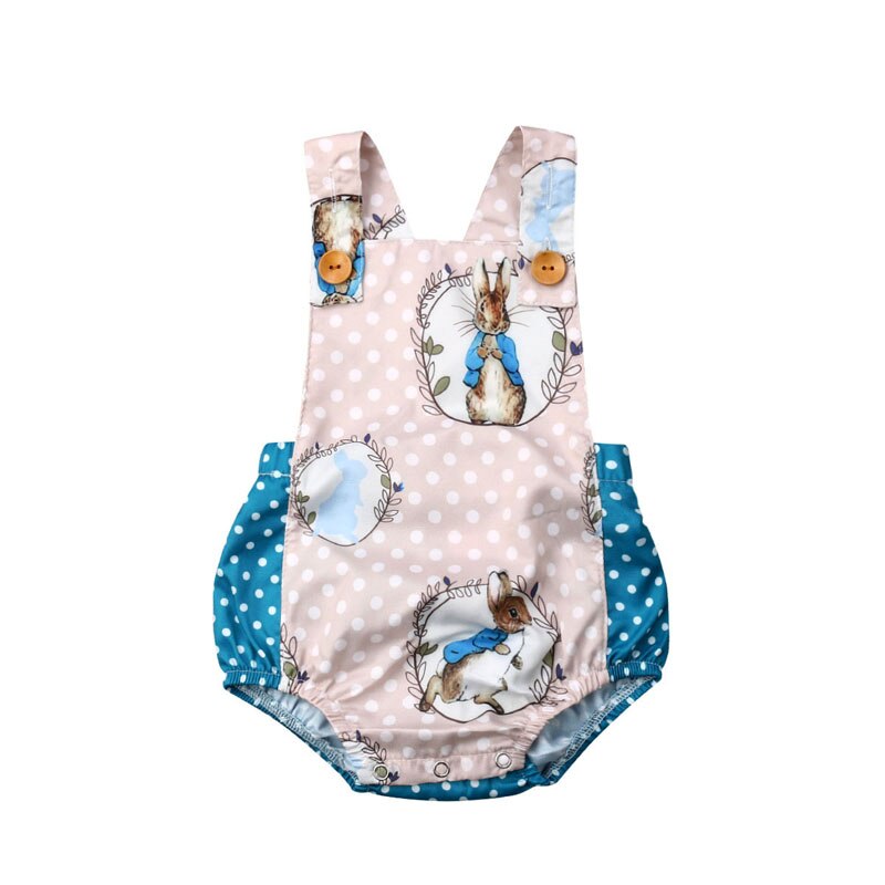 Focusnorm Zomer Pasgeboren Baby Jongens Meisjes Bunny Romper Mouwloos Print Jumpsuit Outfits Kleding