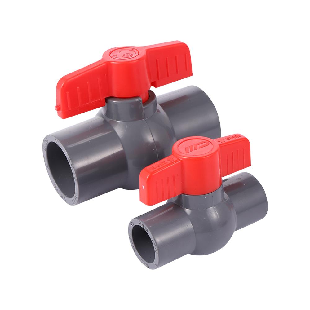 Grey PVC Plastic Slip End Ball Valve 20/25/32/40mm Inner Diameter 2Way Water flow controller Valve Switch Garden Irrigation Tool
