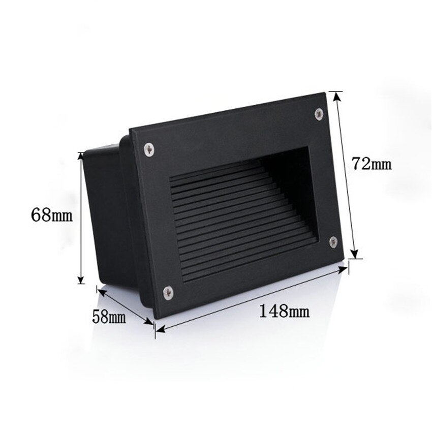 Aluminium ingebedde traphoeklamp, verzonken wandlamp, LED-voetverlichting voor buiten, waterdicht