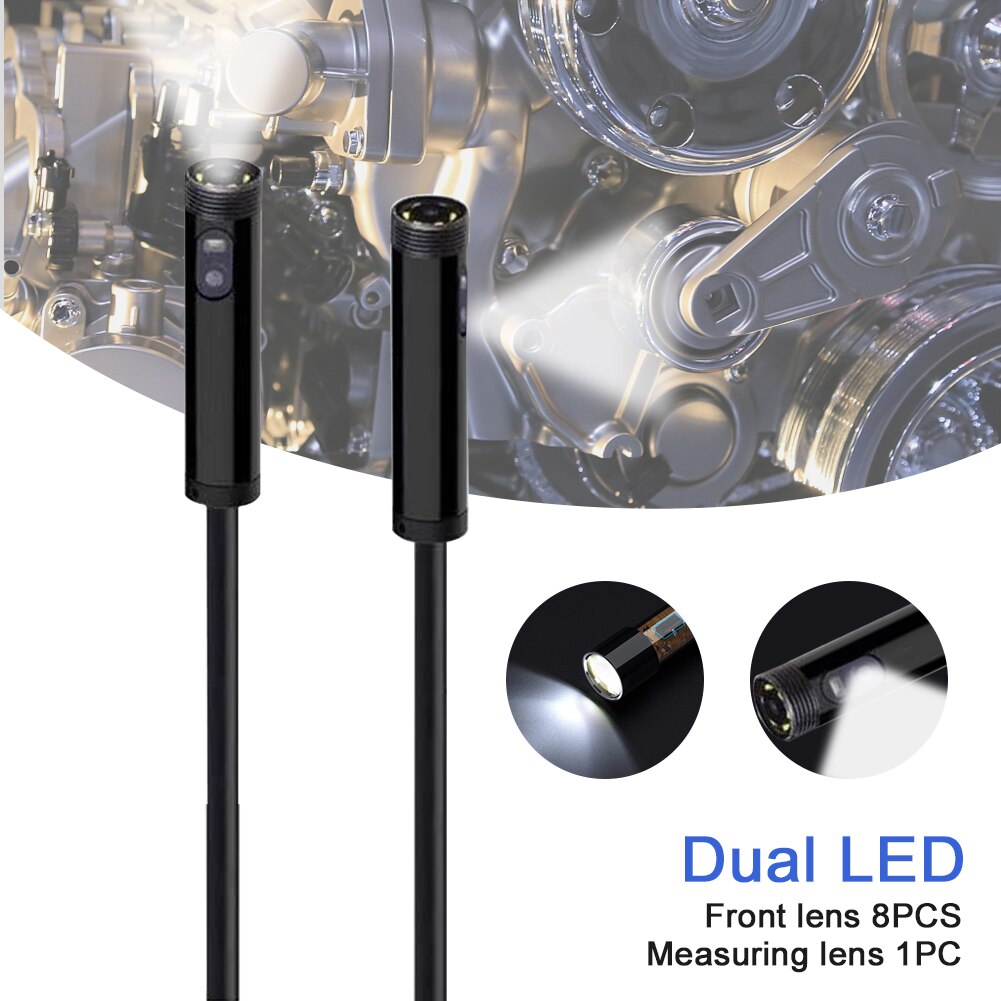 3 In 1 Adjustable LED Industrial Endoscope Dual Lens Pipeline Waterproof Flexible With Cable Inspection Camera Tablet Borescope