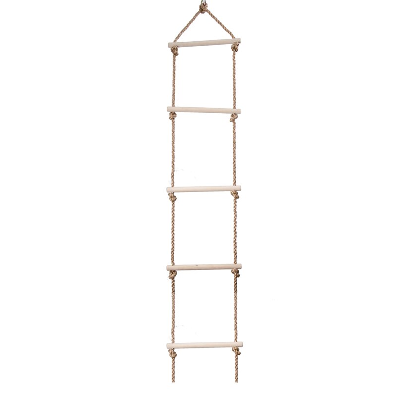 Giocattoli divertenti per bambini 5 pioli in legno scala in corda PE giocattolo da arrampicata per bambini Sport corda altalena sicuro giocattoli per il Fitness attrezzature giardino esterno: Default Title