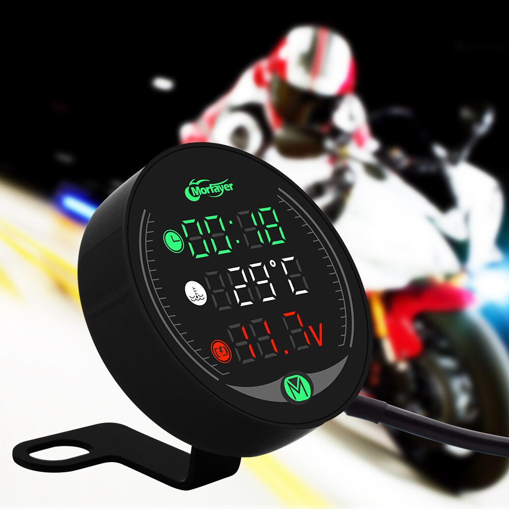 Motorcycle Tester LED Display Waterproof Voltmeter Multifunction Meter For Suzuki GT550 RG 500 V250 VS800 VZ800 Bandit 650S