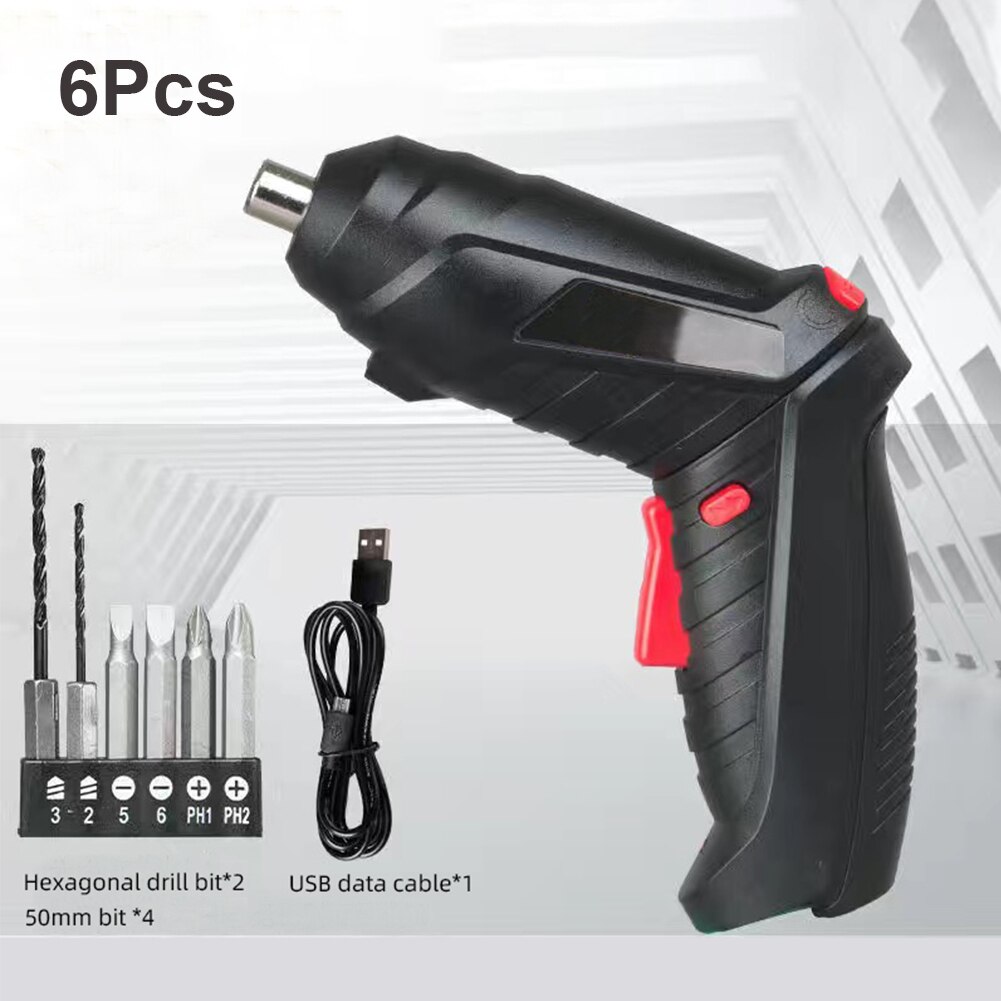 Elektrische Schroevendraaier Met Licht 3.6V Draagbare Opladen Draadloze Schroevendraaier Oplaadbare Power Tools Met Bits Praktische Boor P: 6pcs