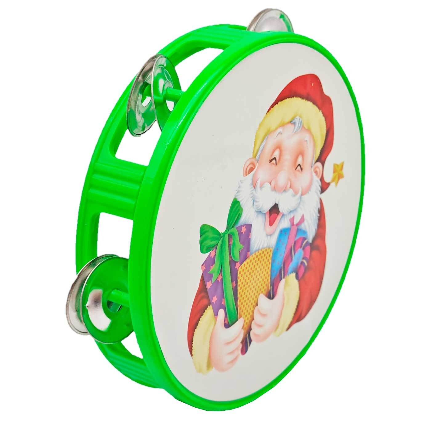 Pandereta de navidad de juguete para niños, plástico, música popular, juegos infantiles, papá noel, santa claus, 14 cm, color/m
