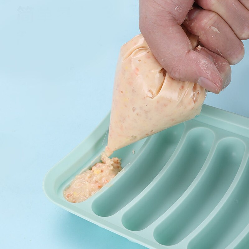 6 Grid Silicone Sausage Mold Reusable Dog Makers Handmade Ham DIY Sausage Mould Home Kitchen Baking Tools Sausage Molds