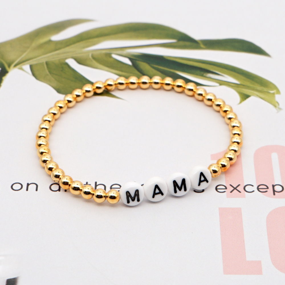 GO2BOHO Bracelet Femme Bracelets For Women MAMA Letter Mothers Day Trendy Jewelry Fadeless Gold Plating Beads