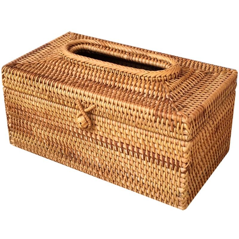 Paper Rack Rattan Tissue Box Home Decoration Handmade Desktop Tissue Container Napkin Storage Case