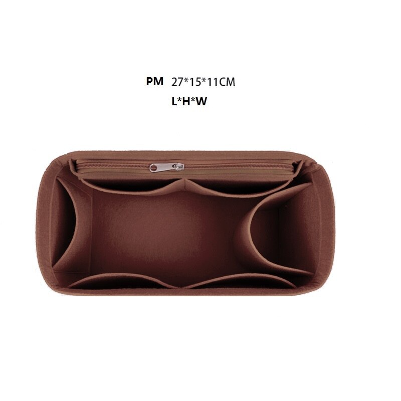 Fits for NEVERFULL PM MM GM Tote Felt Cloth Insert Bag Organizer Makeup Handbag Organizer Travel Inner Mommy Cosmetic Bags: coffee for PM