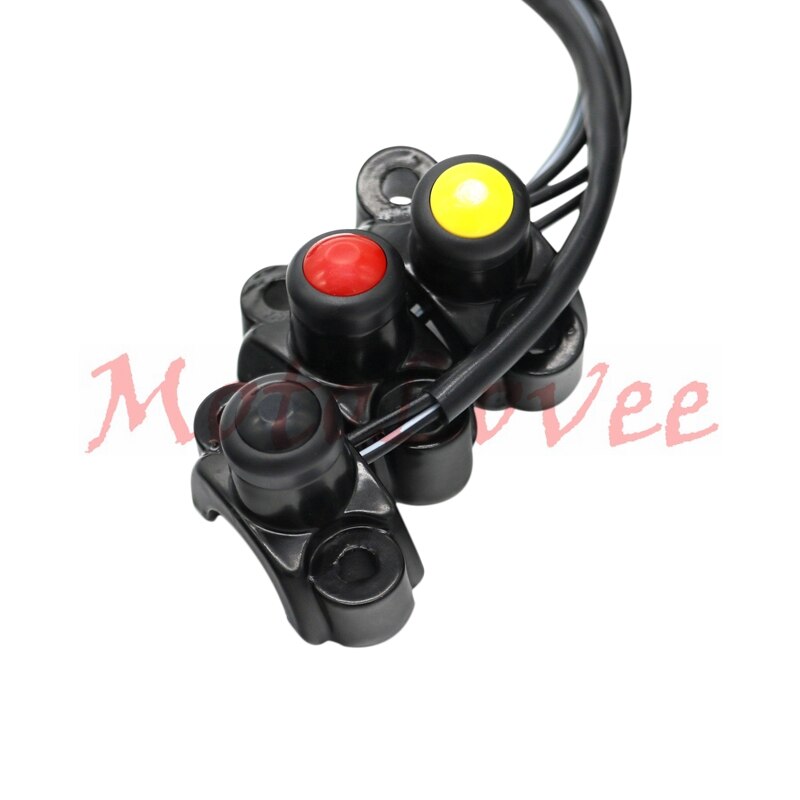 Motolovee 1 PC Red/Yellow Universal Motorcycle Switches Aluminum Handlebar Mount Headlamp Power Start Kill Fog Light Button