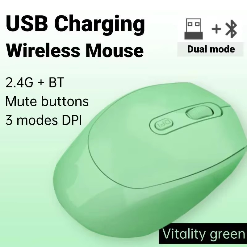 Draadloze muis Oplaadbare gamermuis Dubbele modi Bluetooth-compatibel 2.4G USB Mute-muizen voor laptop Pad Tablet Macbook Mause: DARKNESS