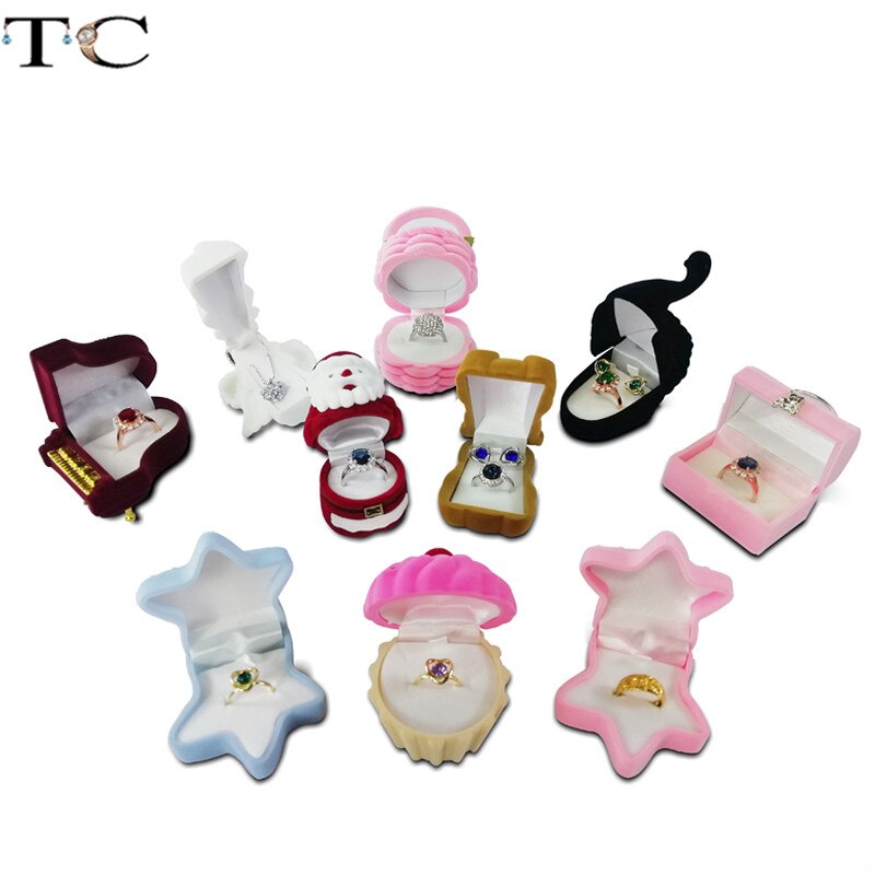 Kreative Samt Schmuck Kasten Mini Container Ring Kasten Ohrringe Ringe Lagerung Kasten Kleine Zubehör Anzeige Kasten