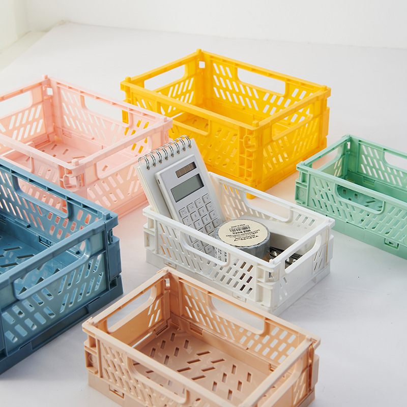 Table Top Folding Storage Basket Stackable Makeup Jewellery Toys Box Cosmetic Container Desktop Holder Crate Folding Box Basket