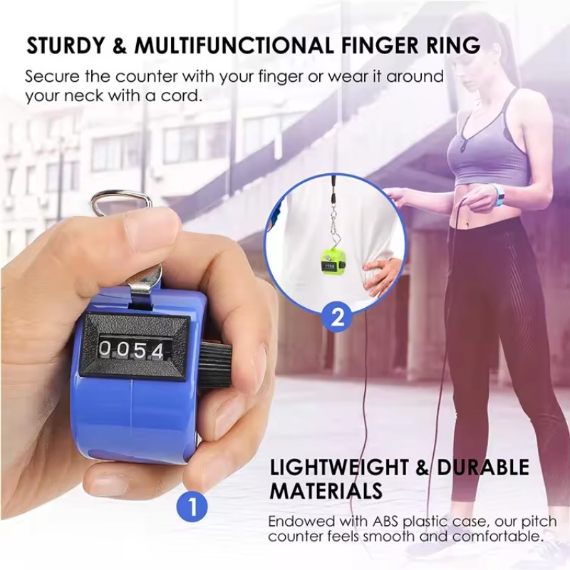 Hand Digitale Teller met Metalen Lap Tally Counter Handheld Clicker 4 Cijfers Chrome Golf Mensen Tellen 4-cijferige Tellers