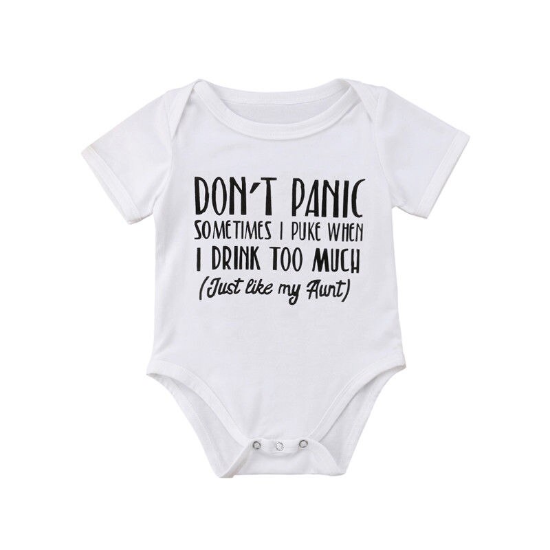 Newborn Baby Short Sleeve One-Piece Letter Print Short Sleeve Bodysuits Outfits: Don / 12M