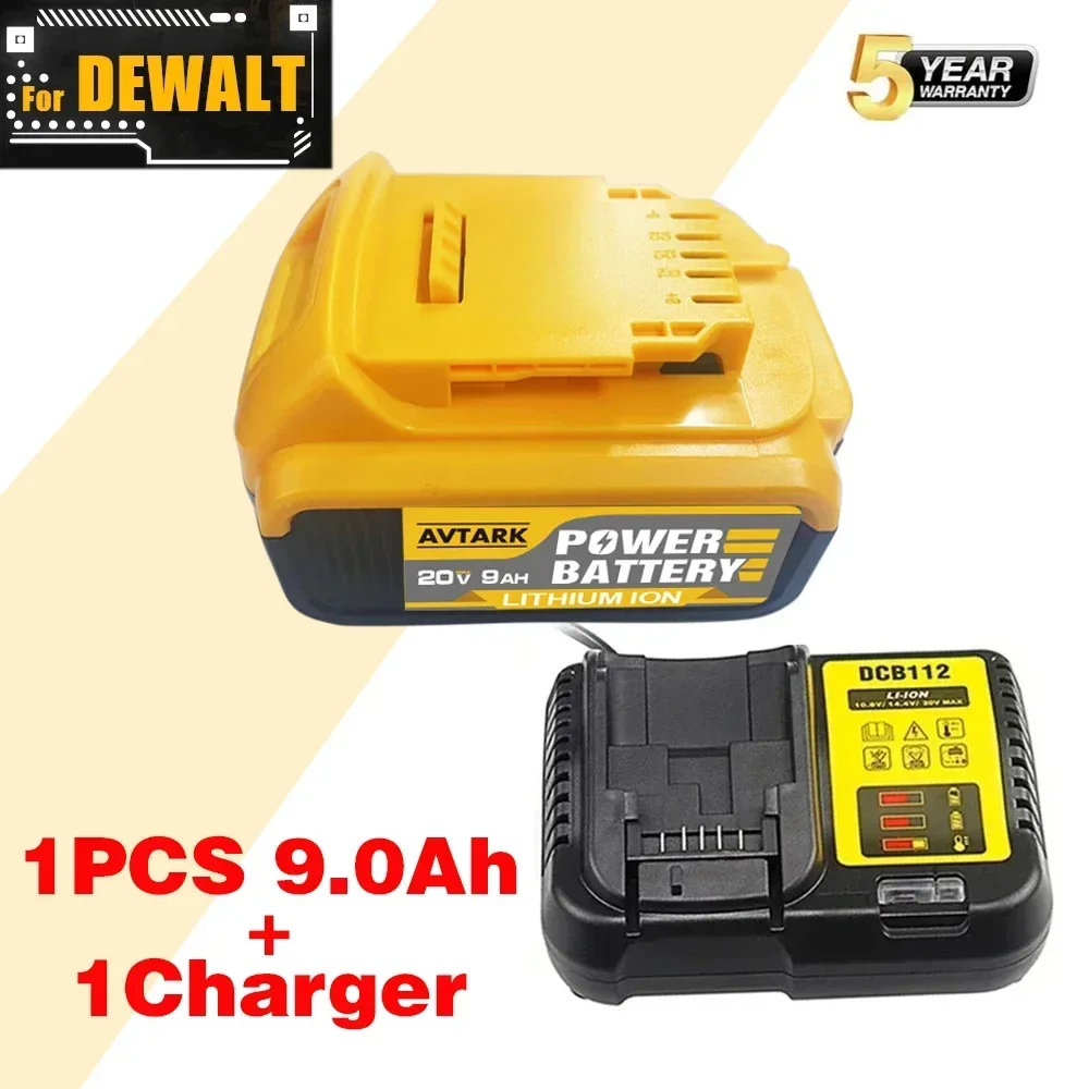 Batería DCB200 de 20V Compatible con herramientas eléctricas dewalt, herramienta eléctrica recargable de 18V y 12Ah, baterías de litio de 20V, 18 voltios, 18v, 12Ah: YELLOW