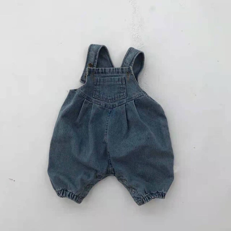 Baby Denim Overalls Voor Jongens En Meisjes Riem Jean Big Pocket Jumpsuit Kids Broeken Peuter Casual Denim Broek