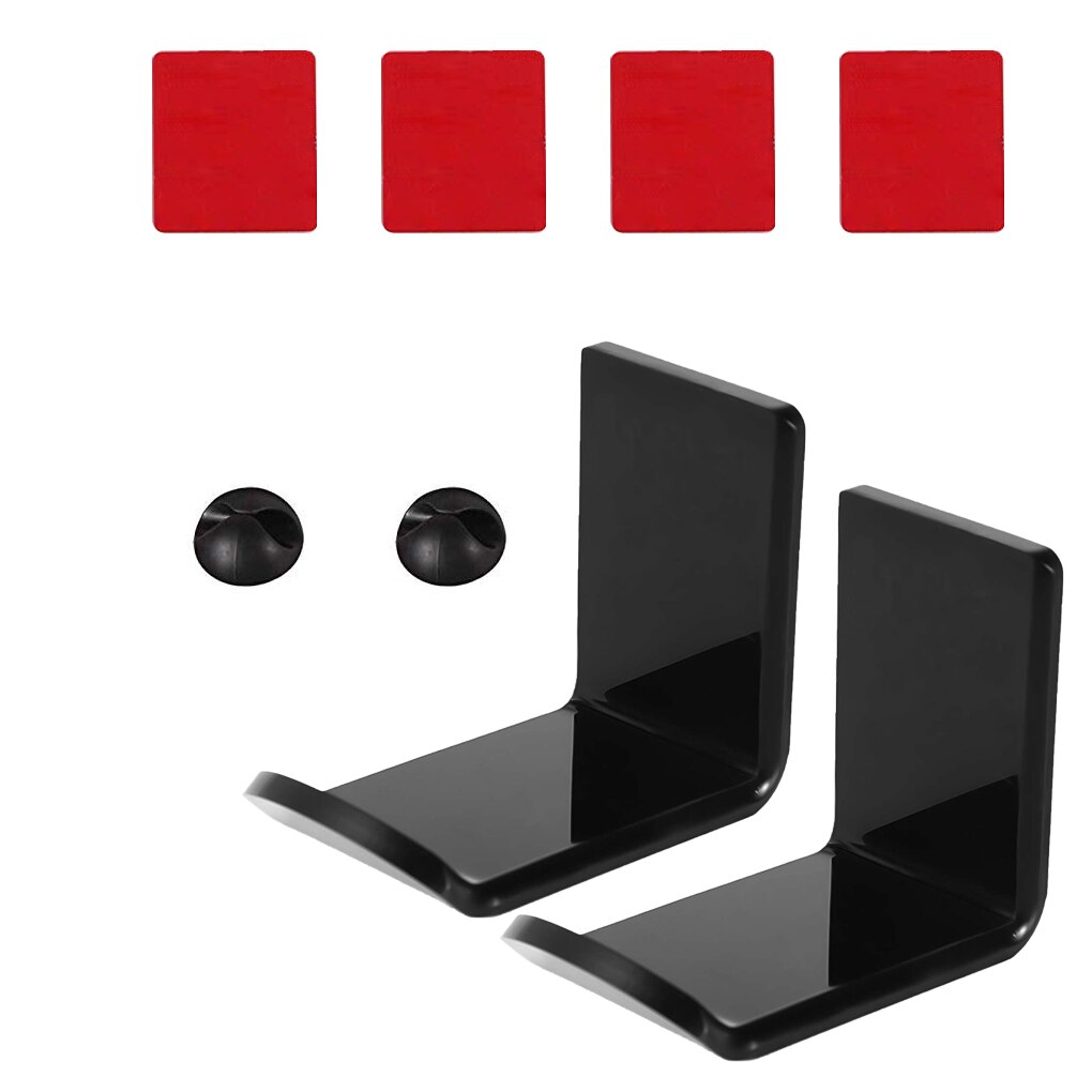 Headphone Wall Hanger Computer Headset Earphone Display Holder Acrylic Wall Mounted Hook 1/2pcs: black x 2pcs