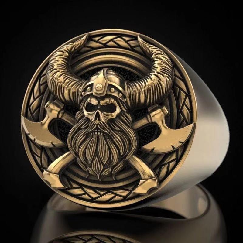 Vintage Norse King Odin Stamp Metal Punk Ring moto Charm uomo Rock Cool Amulet Jewelry