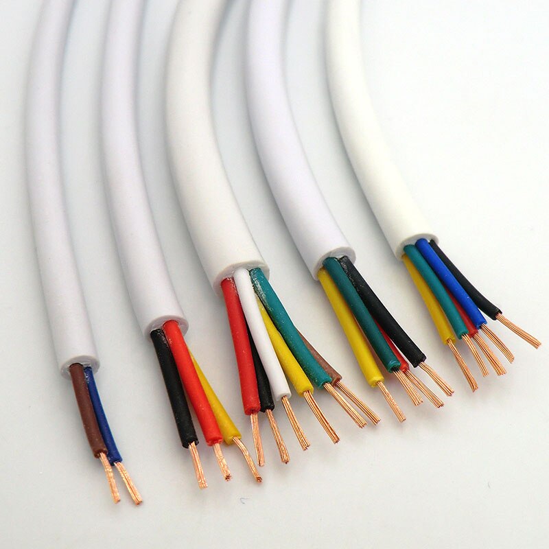 Hvid ledning blød kappe kabel 2,3,4,5,6 kerne 0.12,0.2, 0.3 mm² 27,24,22,20 awg signal linje ekstrudering producere iltfrit kobber 10m