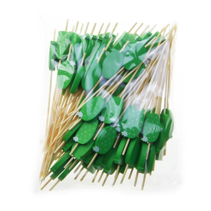 100pcs Disposable Bamboo Fork Buffet Fruit Desserts Pick Skewer Food Cocktail Sandwich Stick
