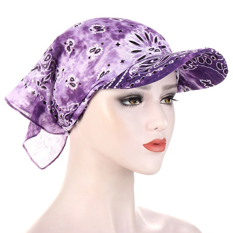 Casquette de Baseball, Bandana Turban carré, style Boho, motif Floral, coton, ajustable, pour femmes et hommes, visière solaire, chapeau Hip Hop: Violet