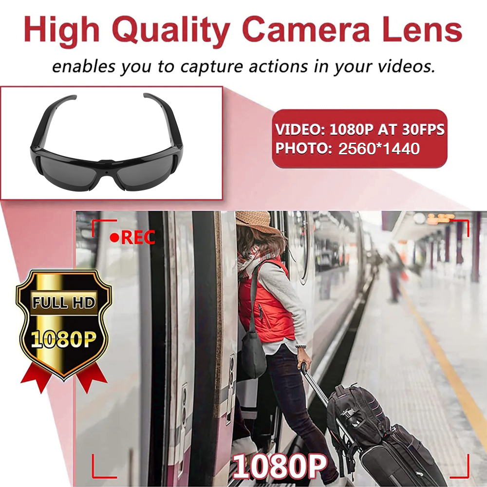1080P Riding Glasses Eyewear Outdoor Sports Driving Glasses Camera DVR Sunglasses Digital Audio Video Recorder Camcorder 300mAh