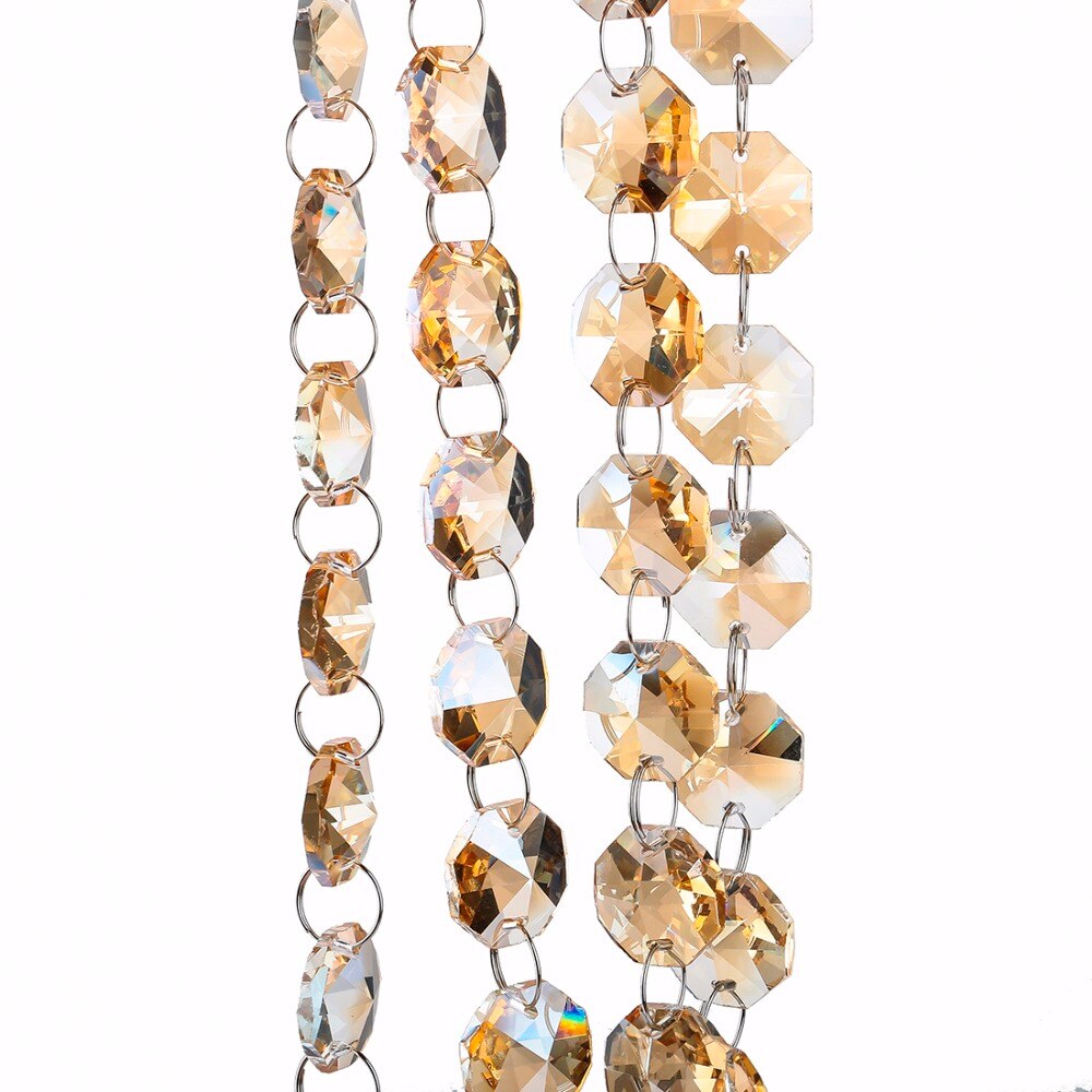 Camal 1/5/10 M Champagne Crystal 14 Mm Achthoekige Kralen String Strengen Garland Kroonluchter Lamp Gordijn Verjaardag wedding Party: 10M Chrome ring