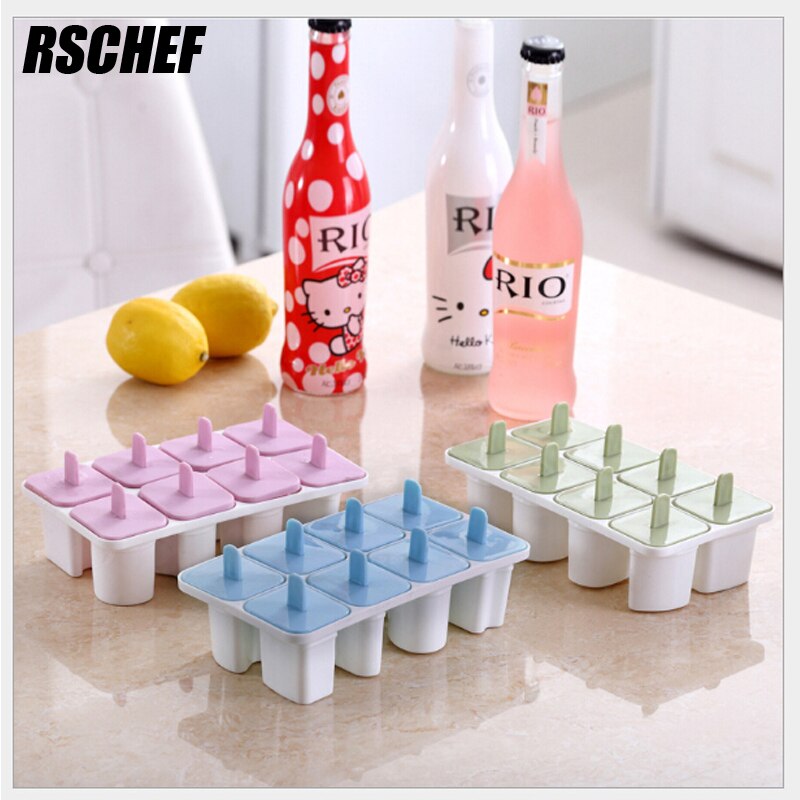 RSCHEF Ice mold Homemade Ice Cream Tool With Lid Eight Moulds