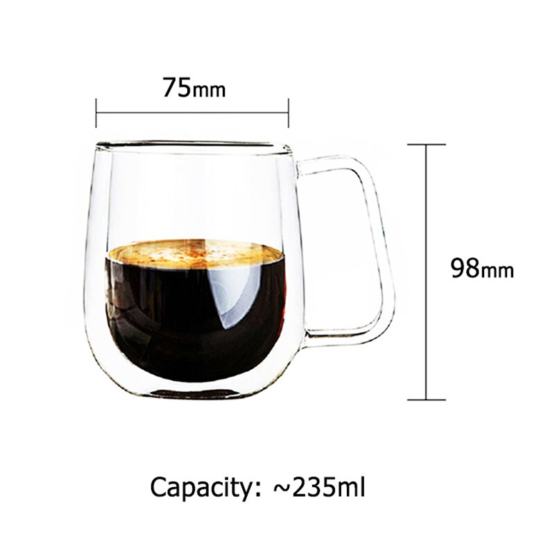 Kaffekopper sæt te krus håndlavede øl drikke et krus kontor krus gennemsigtige drikkevarer dobbelt glas kopper
