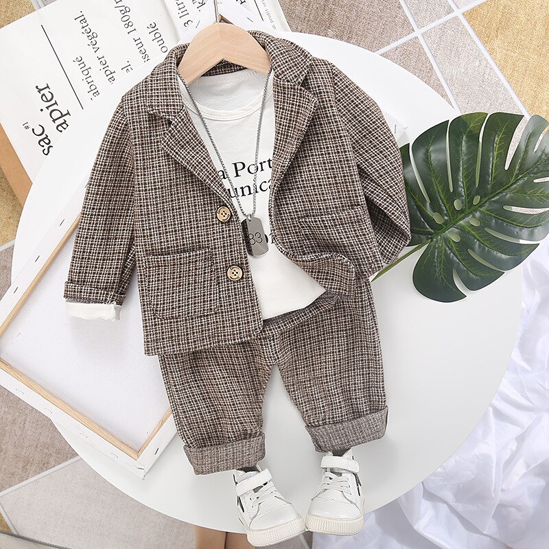 Voorjaar Kinderkleding Koreaanse Versie Van Fijne Tweed Knit Pak Jongen Herfst Kinderen Baby Twee Sets