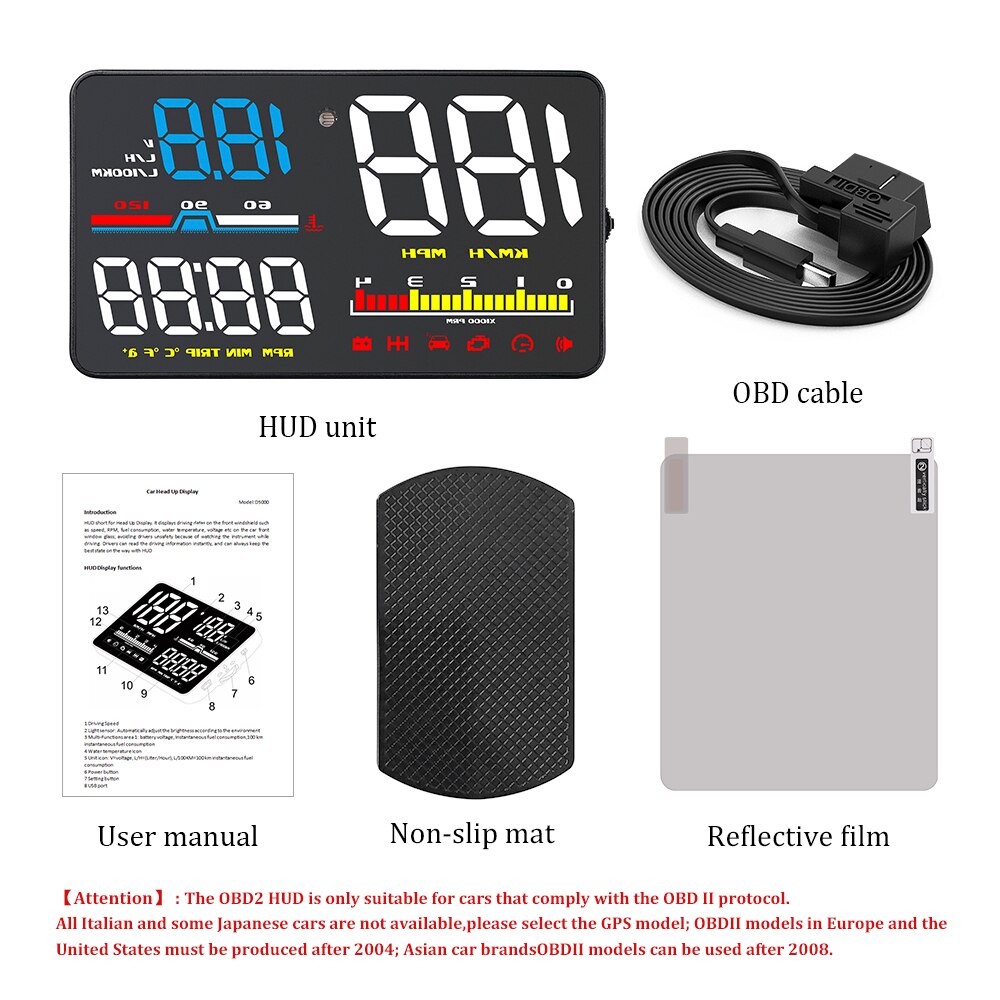 D2500 HUD GPS OBD Head-Up Display Auto-styling Hud Display Überdrehzahl Warnung Windschutzscheibe Projektor Alarm System Universal auto