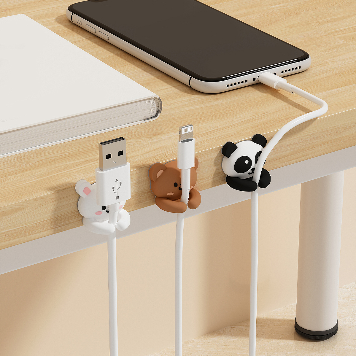 WORTHBUY Bonito Desktop Cable Organizer Holder Winder Clips Desk Auto-adesivo Mobile Phone Data Cable Management Wire Cord Holder