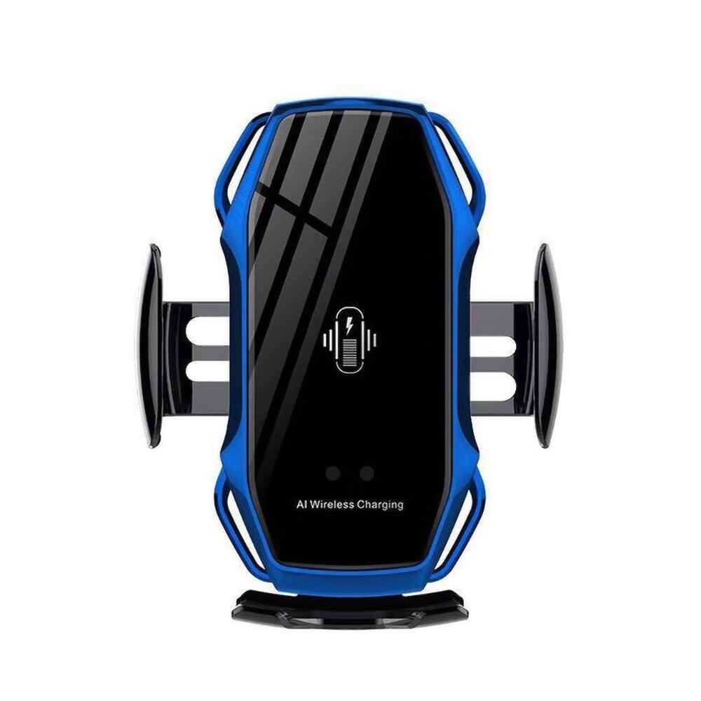 Cargador de coche inalámbrico Qi de 10 W con sujeción automática para Samsung S20 S10, cargador inductivo inalámbrico para iPhone 11 XR Xs, soporte para coche: Blue