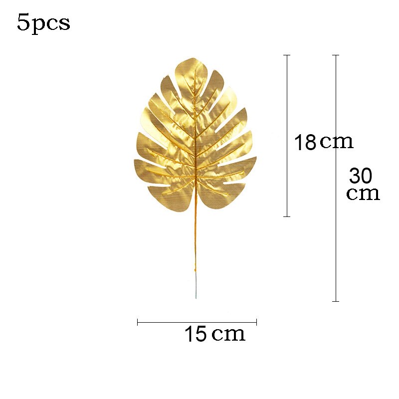 5Pcs Artificial Gold Fabric Turtle Back Leaf Scattered Tail Leaf Wedding Decoration For Home Christmas Birthday Palm Leaves