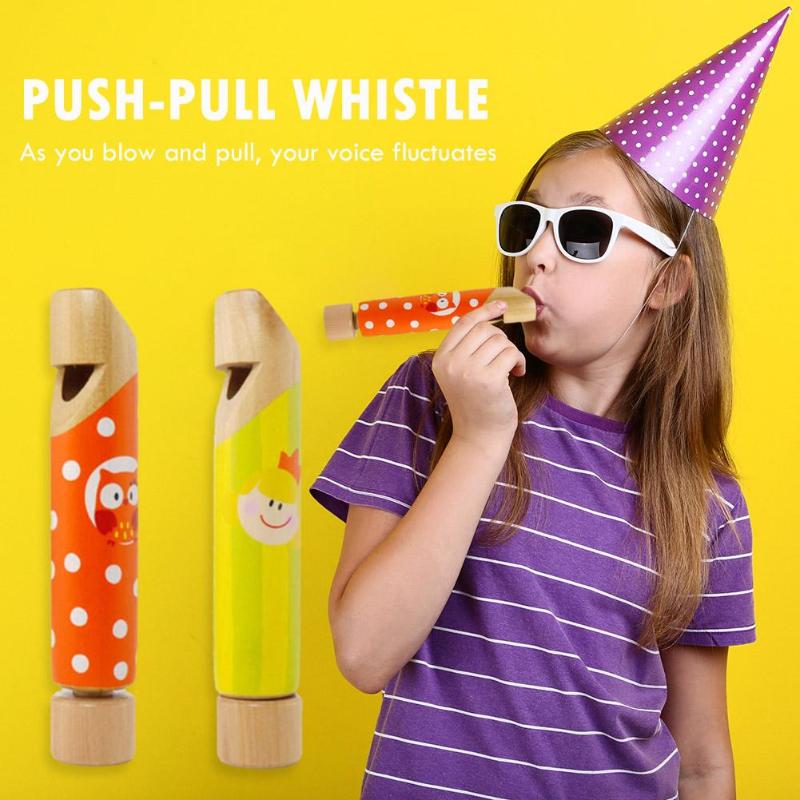 Push-pull Whistle Flute Wooden Educational Musical Toy Children Kids Wood Whistle Cute Instrument Music Toy Random