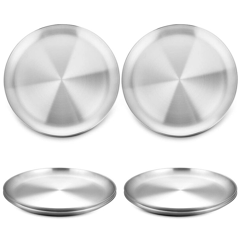 Rvs Pizza Pan 8-Inch Set Van 6, pizza Bakken Pan Pizza Lade Ronde Pizza Bakplaat Oven Lade, Non-stick: Default Title