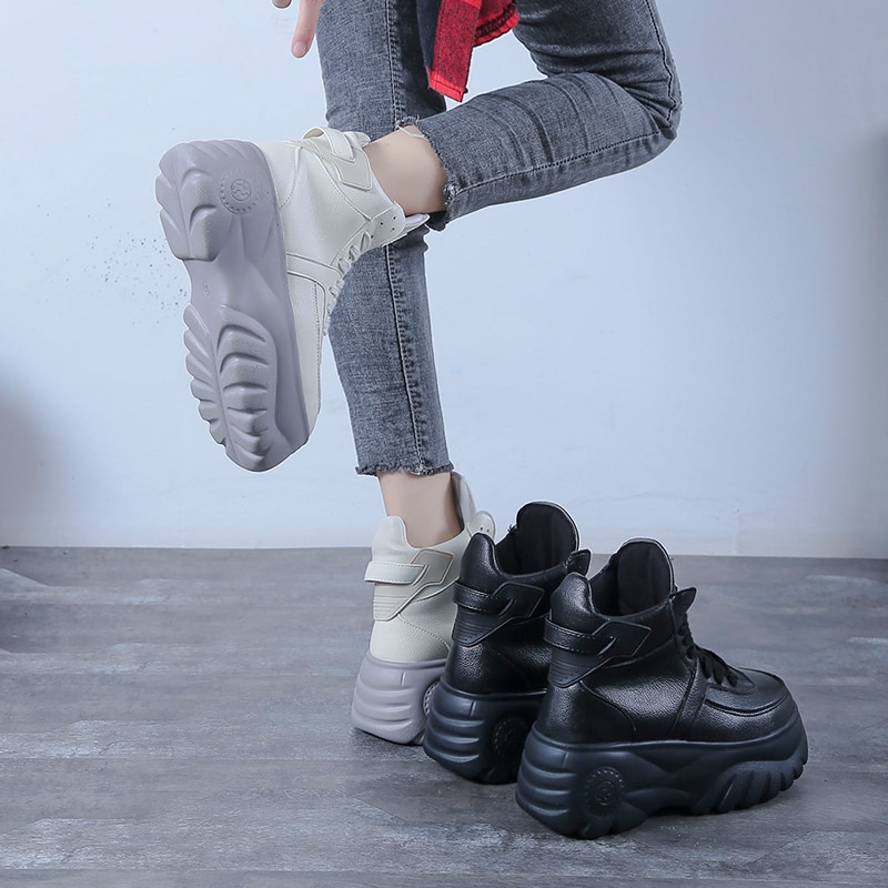 Chunky Women's Platform Sneakers Height Increase Outdoor Running Shoes High Ankle Female Urban Shoes Footwear Girls