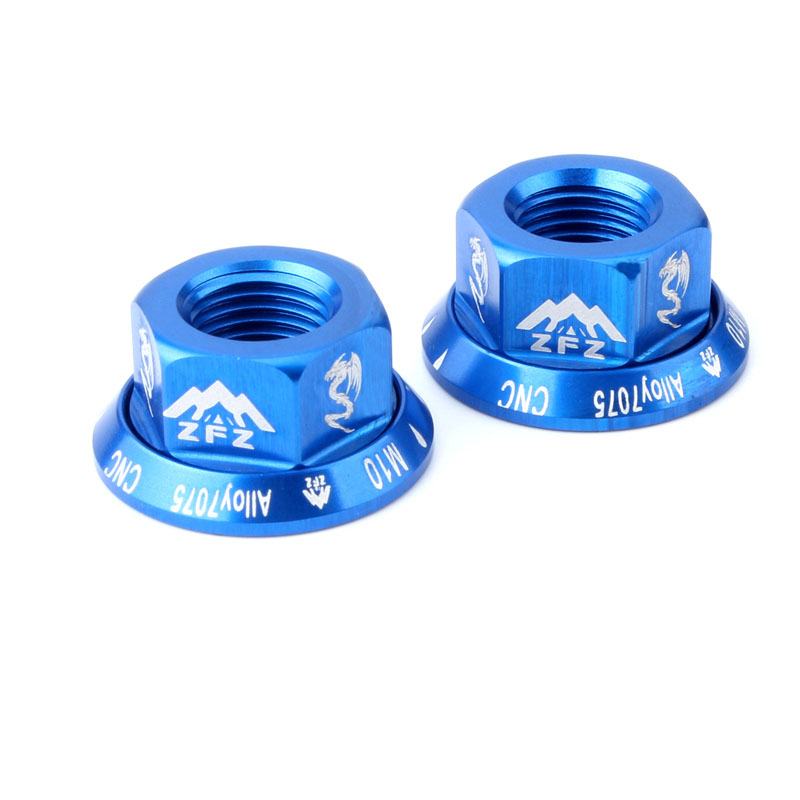 Muqzi 2 stk cykel  m10 nav møtrik aluminiumslegering bolt flange forhjul baghjul skruelåg mtb vej folde fast gear cykel: Blå