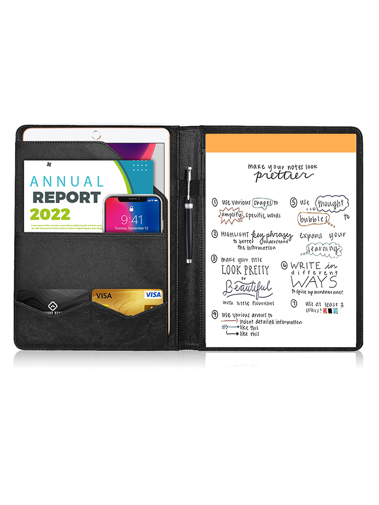 Multifunctional A4 Conference Folder Business Stationery Folder Leather Contract File FoldersTravel Document Folder NEWYES: Pink